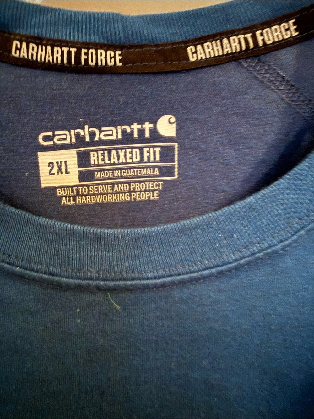 🛠️ 🛠️ Carhartt Force Tee • Men’s 2XL • Blue Relaxed Fit Logo Shirt - Picture 3 of 3